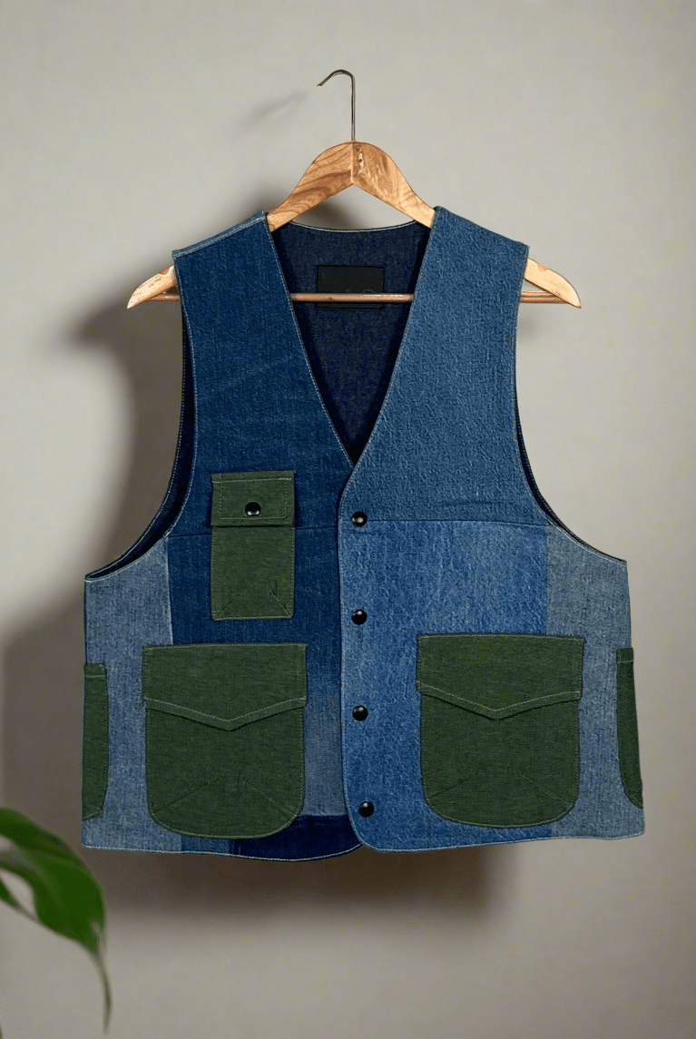 Upcycled Denim Gilet Jacket | G145 - CiceroniJacketsUn Denim
