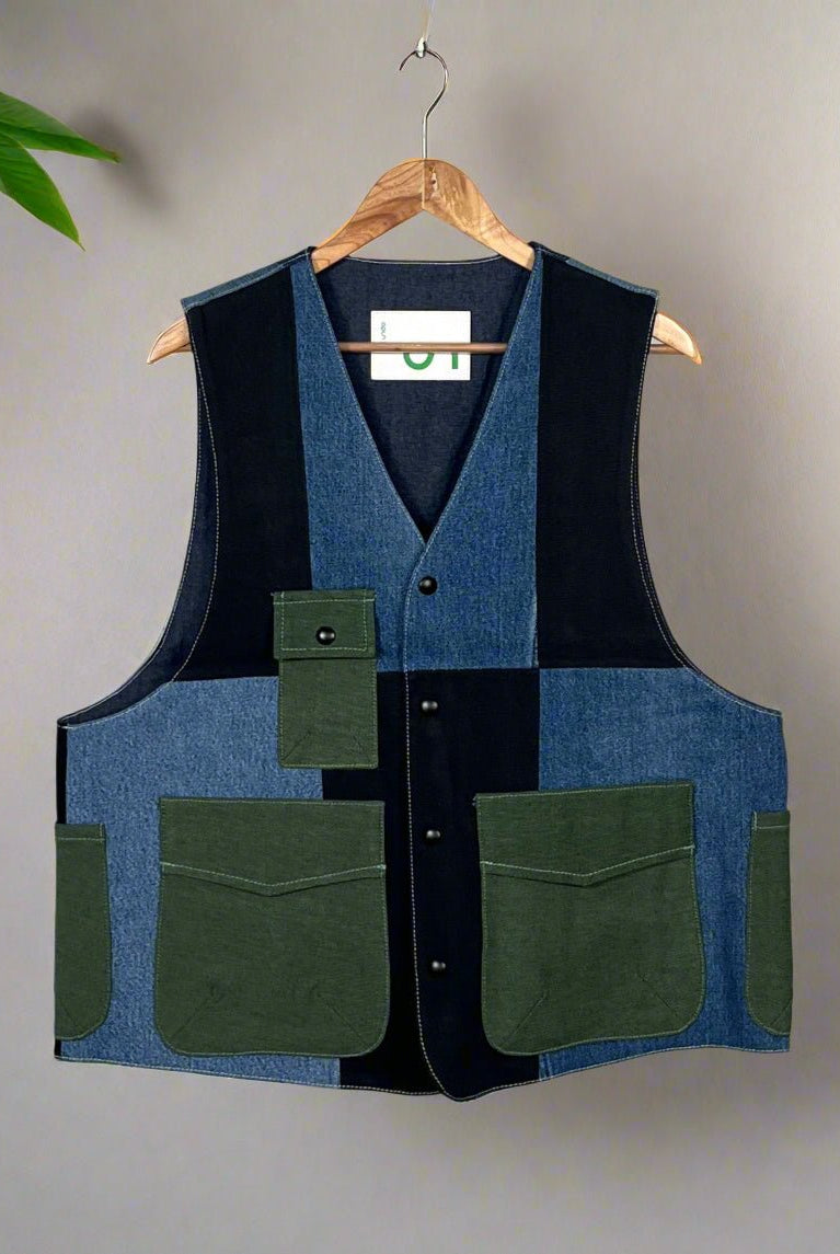Upcycled Denim Gilet Jacket | G156 - CiceroniJacketsUn Denim