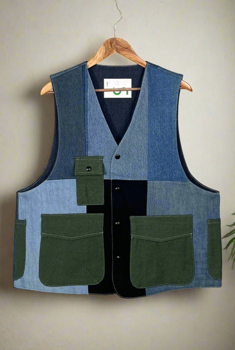 Upcycled Denim Gilet Jacket | G159 - CiceroniJacketsUn Denim