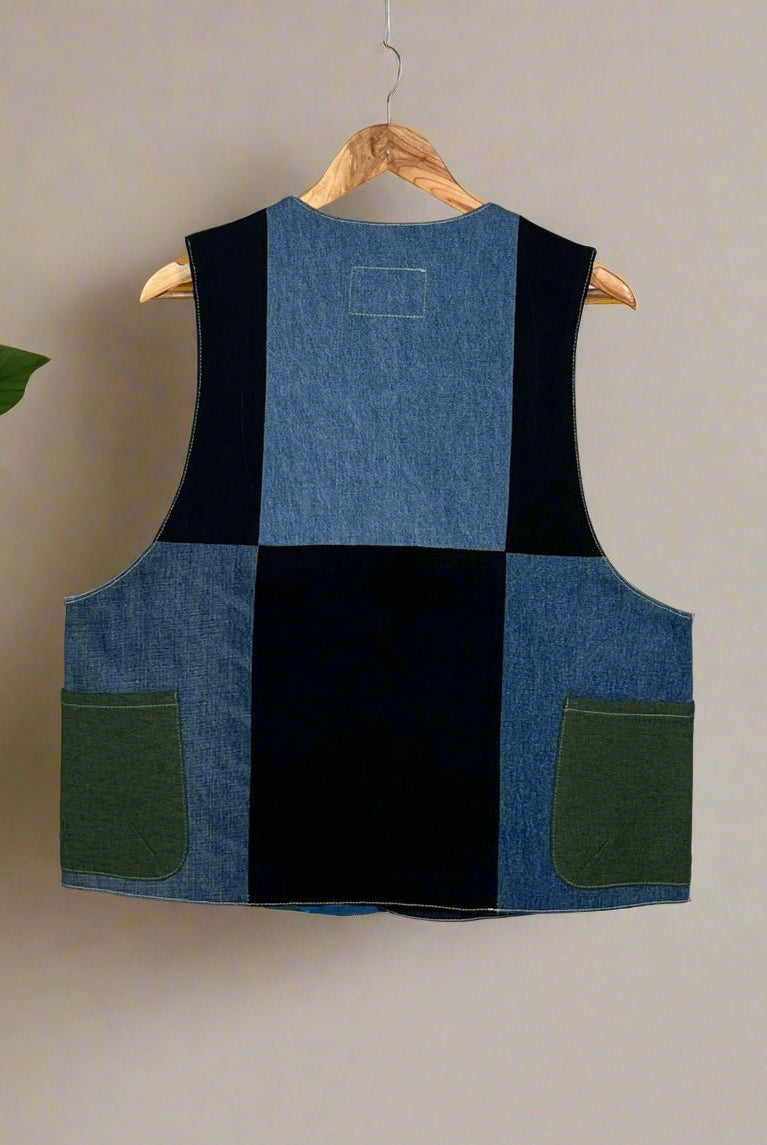Upcycled Denim Gilet Jacket | G160 - CiceroniJacketsUn Denim