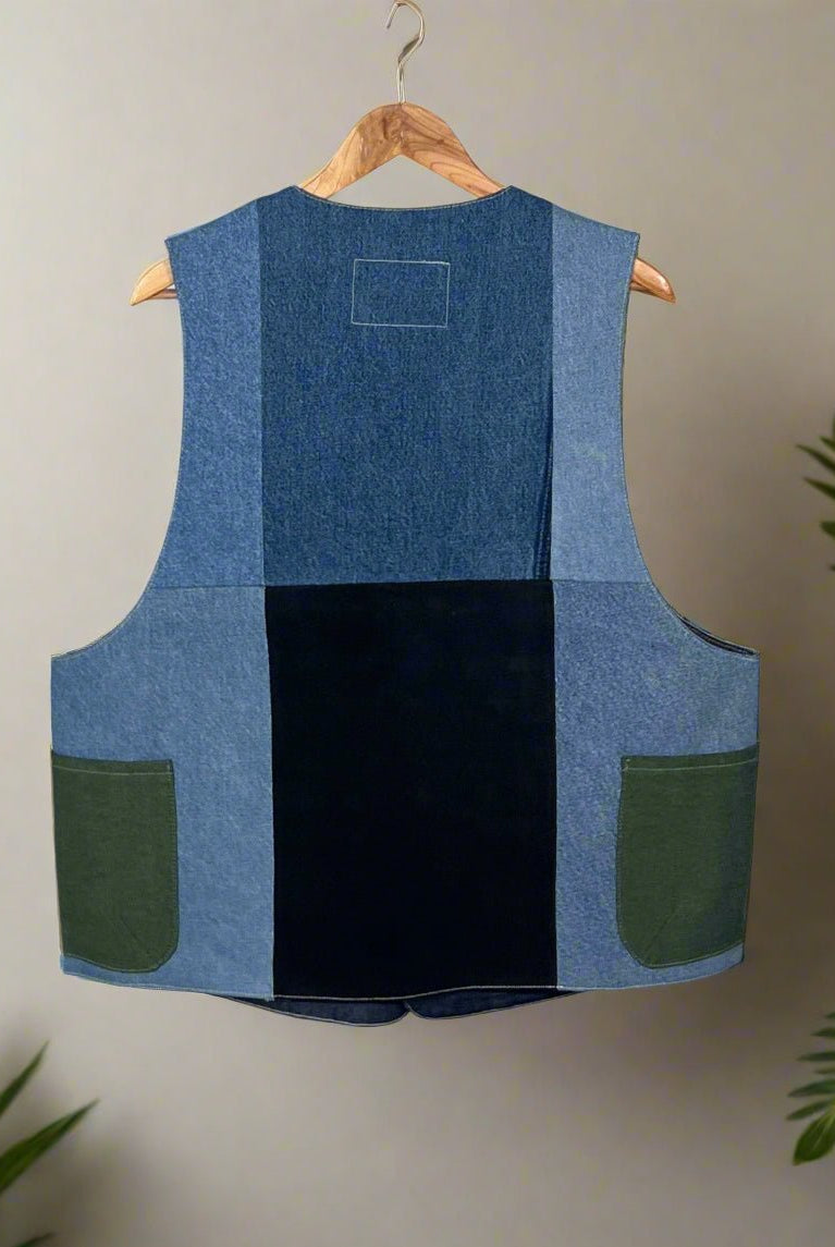 Upcycled Denim Gilet Jacket | G162 - CiceroniJacketsUn Denim