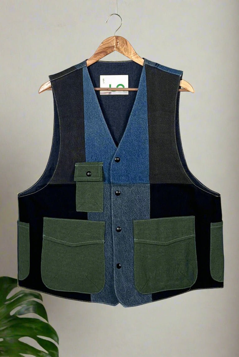 Upcycled Denim Gilet Jacket | G164 - CiceroniJacketsUn Denim