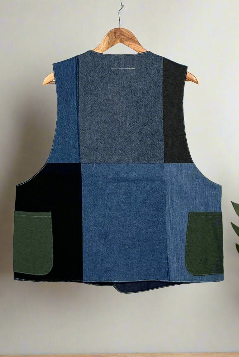 Upcycled Denim Gilet Jacket | G164 - CiceroniJacketsUn Denim