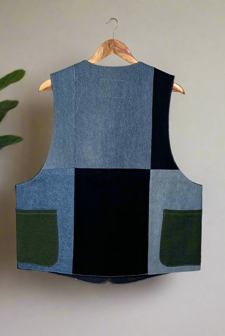 Upcycled Denim Gilet Jacket | G171 - CiceroniJacketsUn Denim
