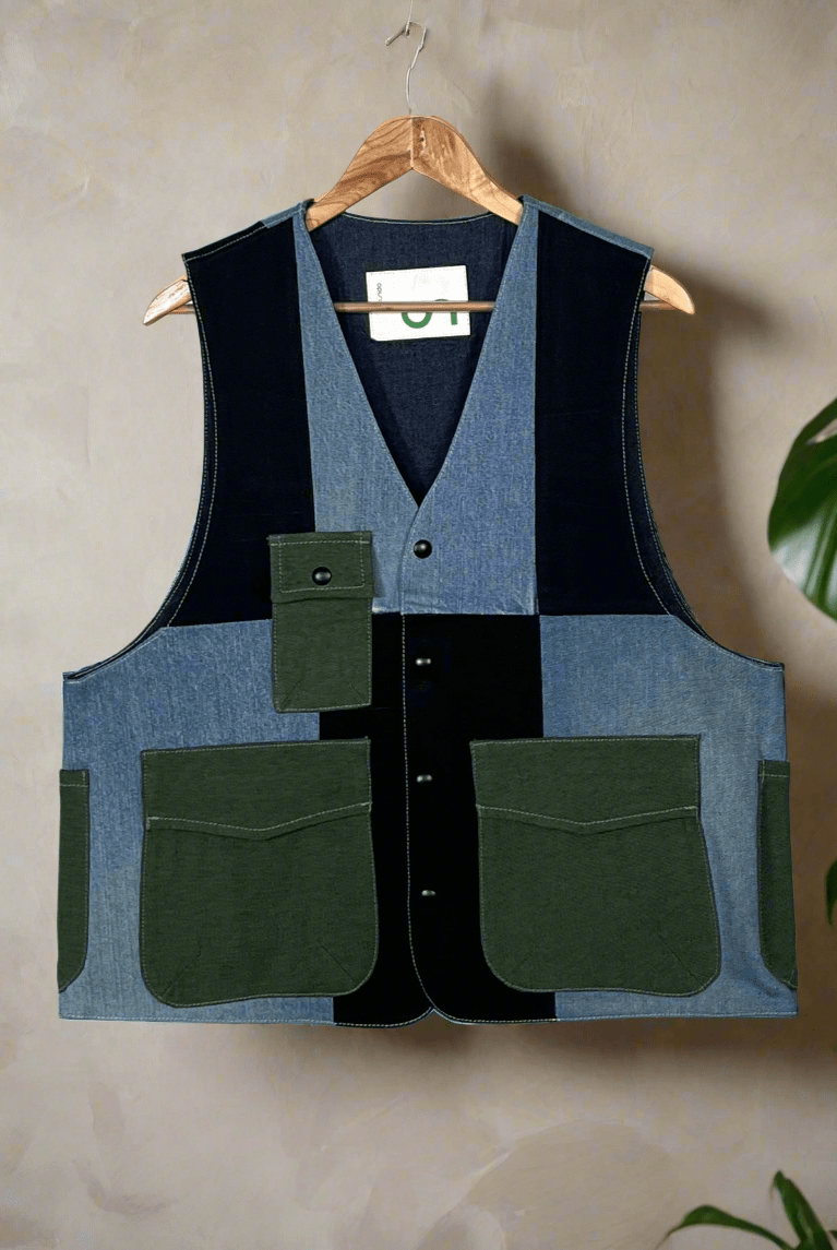 Upcycled Denim Gilet Jacket | G171 - CiceroniJacketsUn Denim