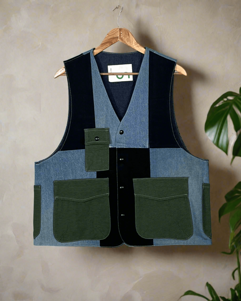 Upcycled Denim Gilet Jacket | G171 - CiceroniJacketsUn Denim