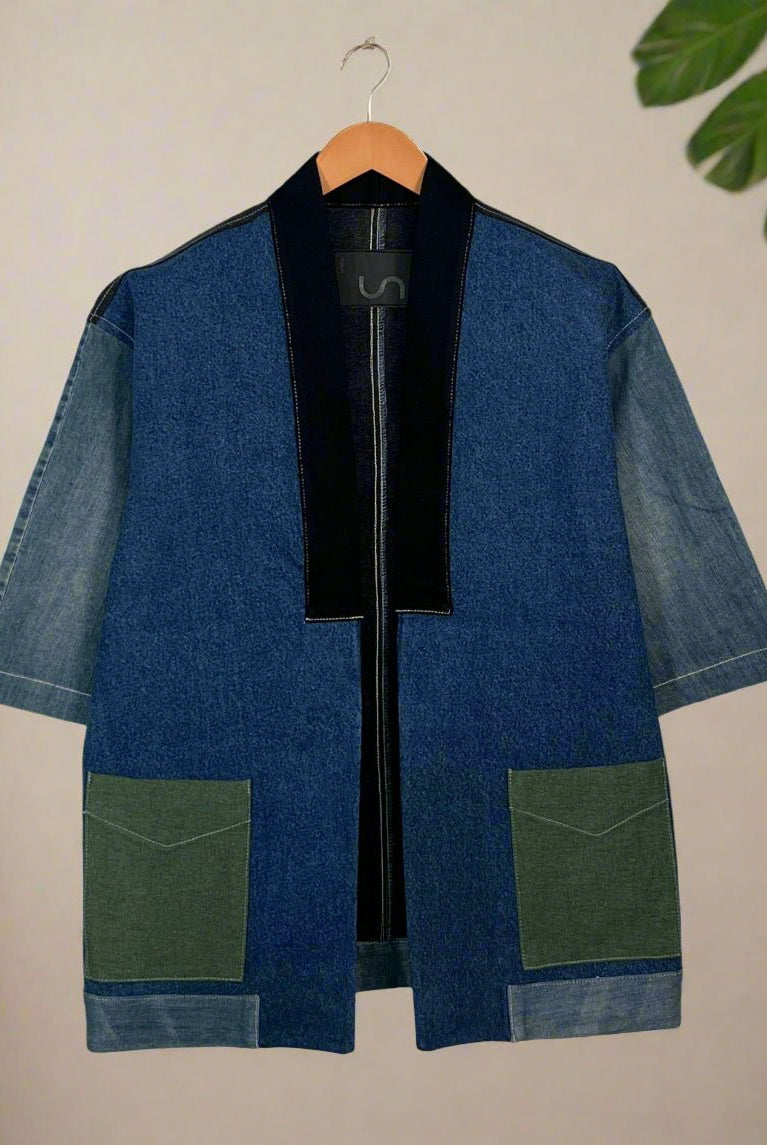 Upcycled Denim Kimono Jacket | K219 - CiceroniKimonoUn Denim