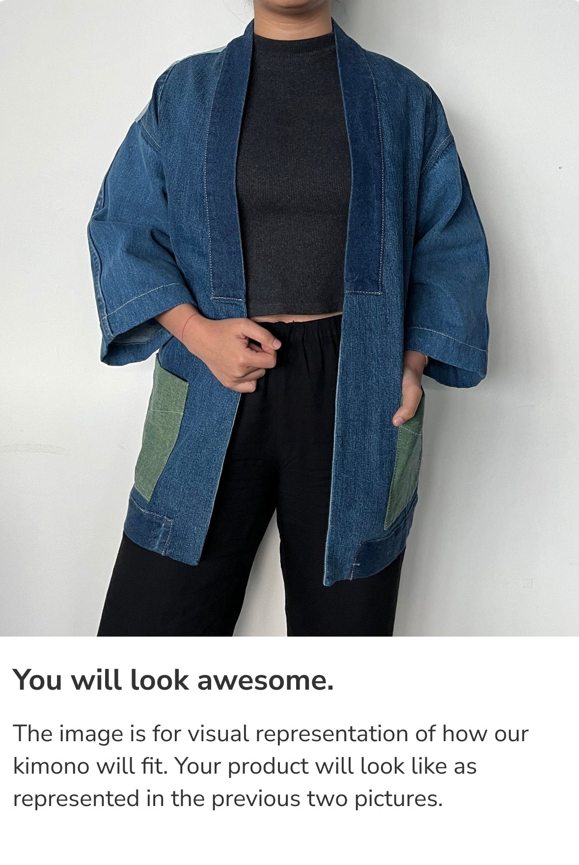 Upcycled Denim Kimono Jacket | K221 - CiceroniKimonoUn Denim