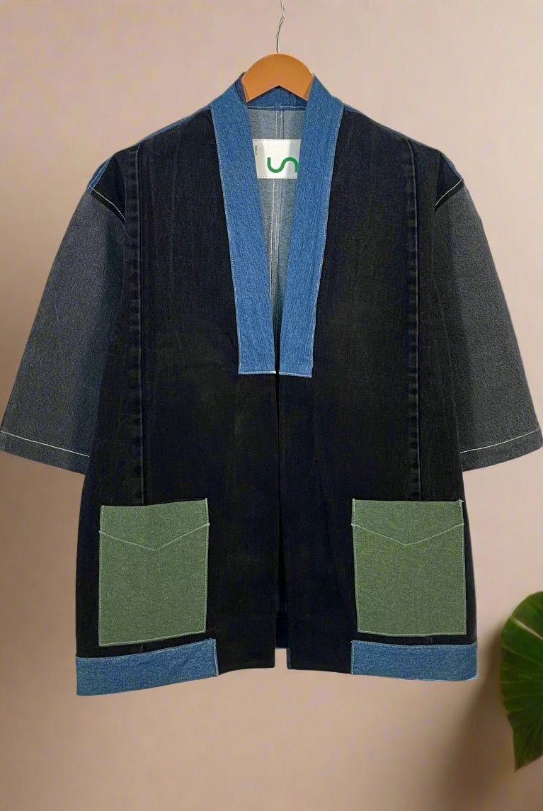 Upcycled Denim Kimono Jacket | K222 - CiceroniKimonoUn Denim
