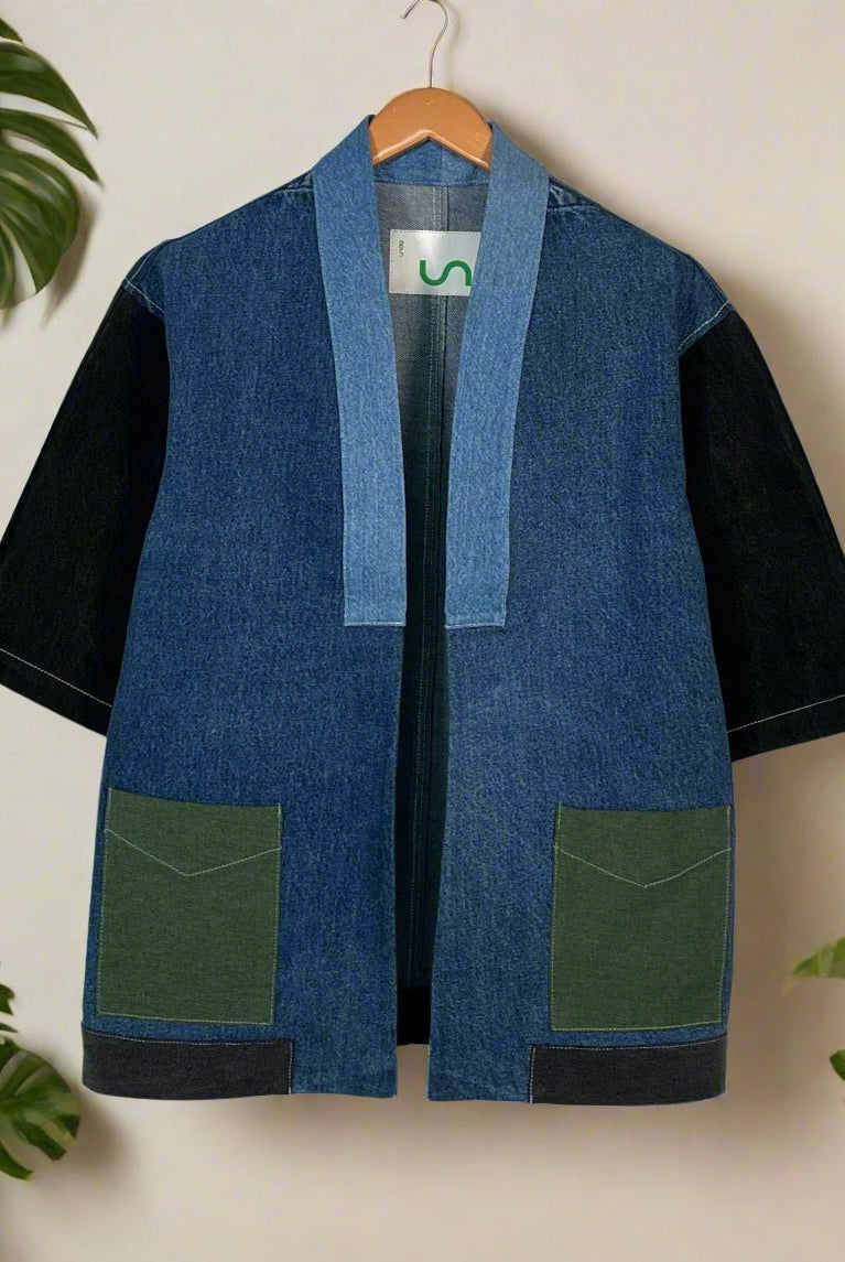 Upcycled Denim Kimono Jacket | K224 - CiceroniKimonoUn Denim