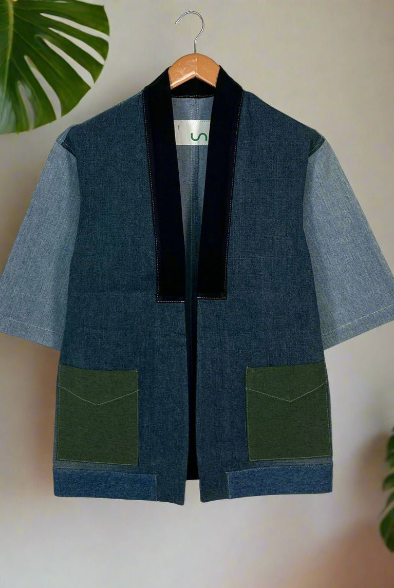 Upcycled Denim Kimono Jacket | K225 - CiceroniKimonoUn Denim