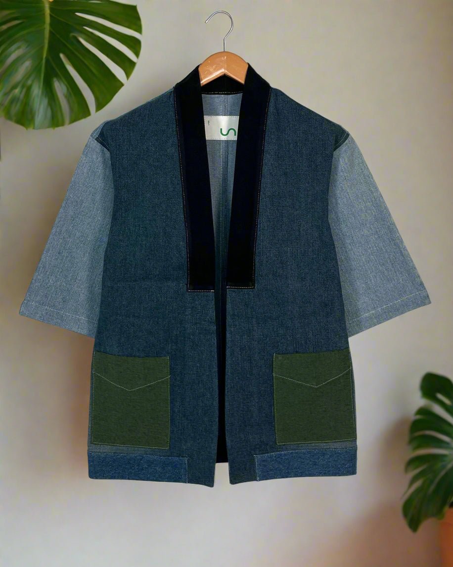 Upcycled Denim Kimono Jacket | K225 - CiceroniKimonoUn Denim