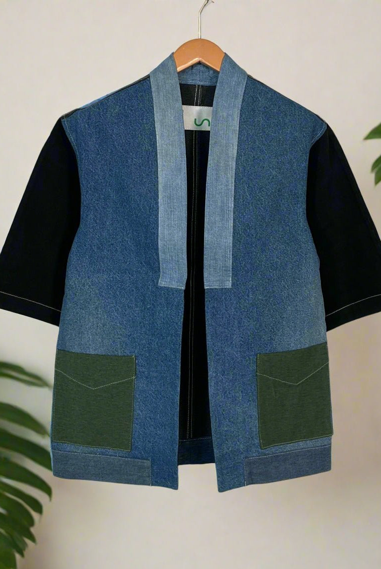 Upcycled Denim Kimono Jacket | K231 - CiceroniKimonoUn Denim