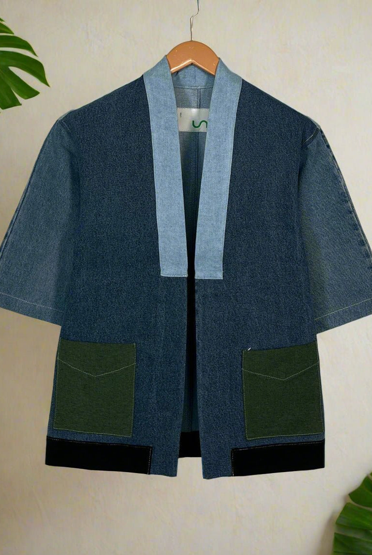 Upcycled Denim Kimono Jacket | K236 - CiceroniKimonoUn Denim