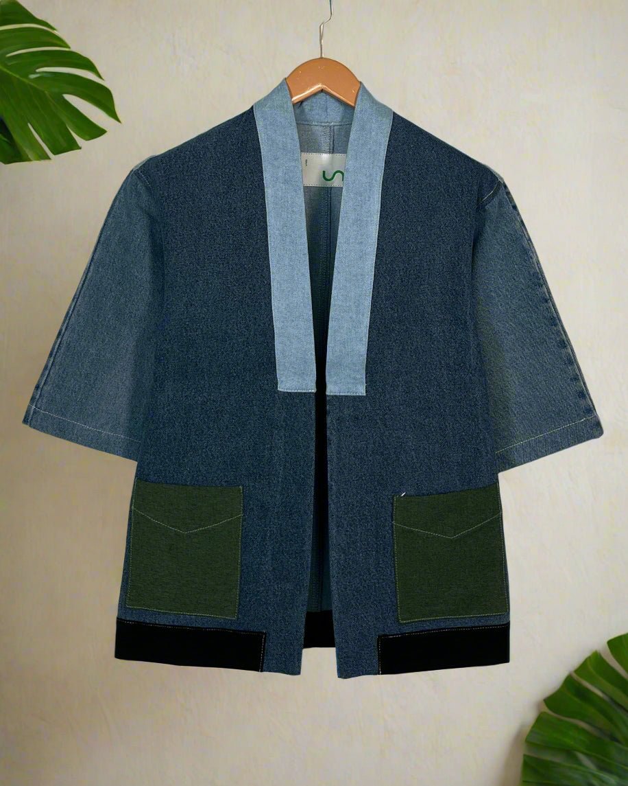 Upcycled Denim Kimono Jacket | K236 - CiceroniKimonoUn Denim