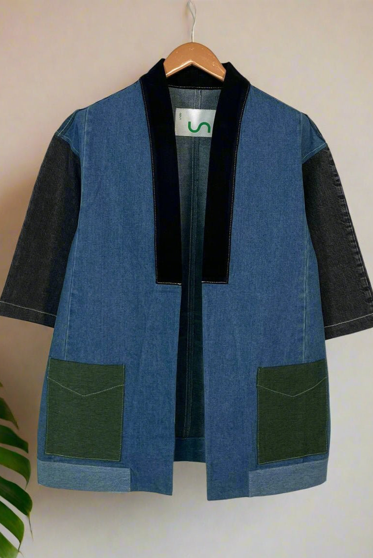 Upcycled Denim Kimono Jacket | K239 - CiceroniKimonoUn Denim