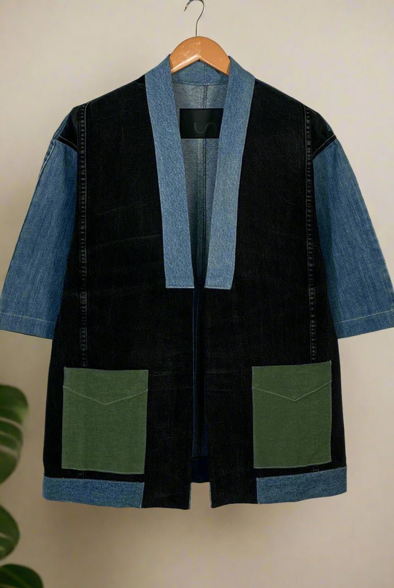 Upcycled Denim Kimono Jacket | K243 - CiceroniKimonoUn Denim