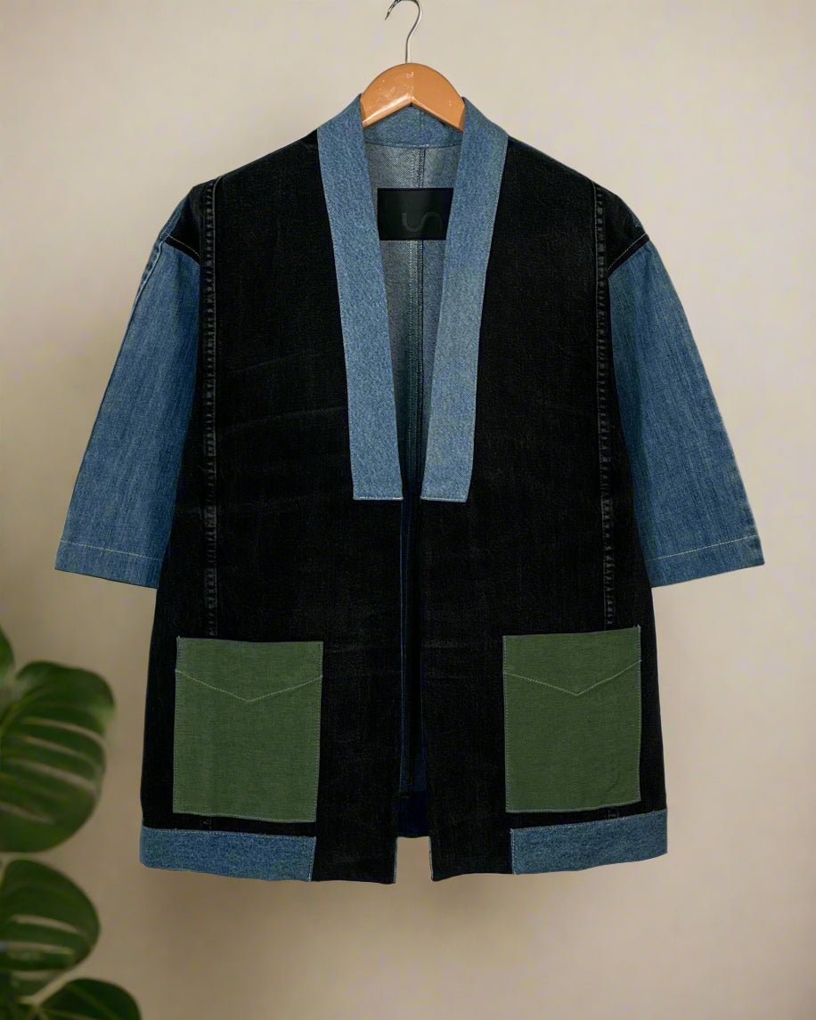 Upcycled Denim Kimono Jacket | K243 - CiceroniKimonoUn Denim