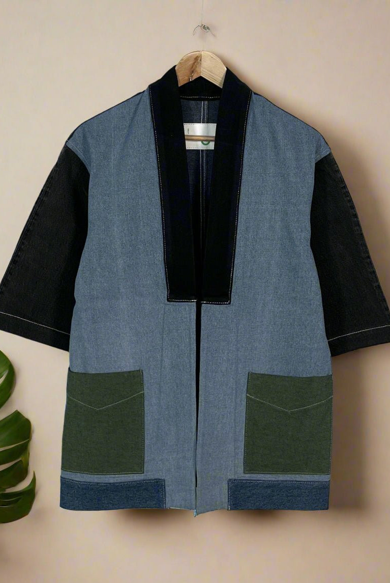 Upcycled Denim Kimono Jacket | K246 - CiceroniKimonoUn Denim