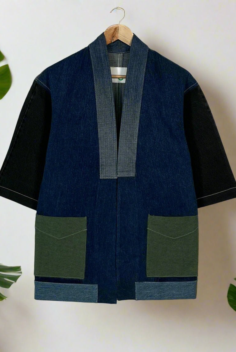 Upcycled Denim Kimono Jacket | K247 - CiceroniKimonoUn Denim