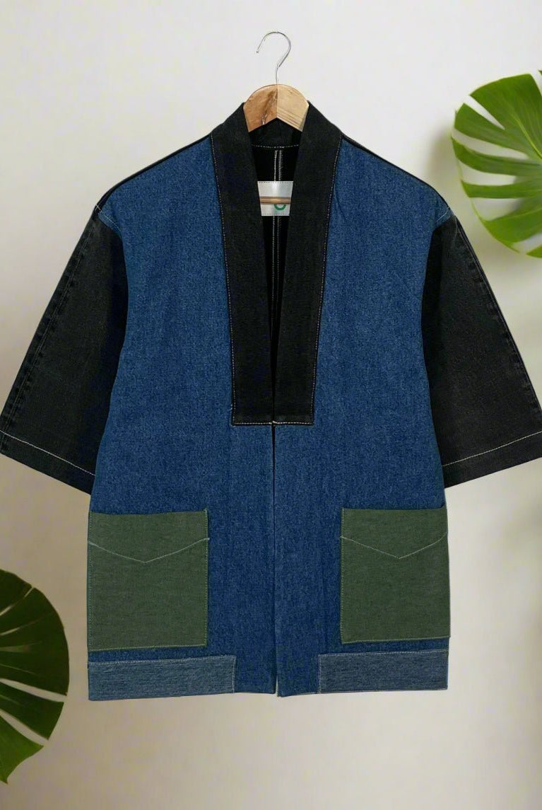 Upcycled Denim Kimono Jacket | K248 - CiceroniKimonoUn Denim
