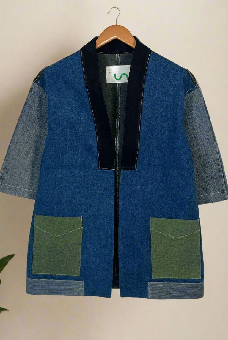 Upcycled Denim Kimono Jacket | K251 - CiceroniKimonoUn Denim
