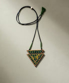 Upcycled Fabric and Repurposed Wood Triangular Necklace - CiceroniNecklaceWhe by Abira