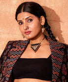 Upcycled Fabric and Repurposed Wood Triangular Necklace - CiceroniNecklaceWhe by Abira