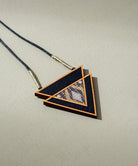 Upcycled Fabric and Repurposed Wood Triangular Necklace - CiceroniNecklaceWhe by Abira