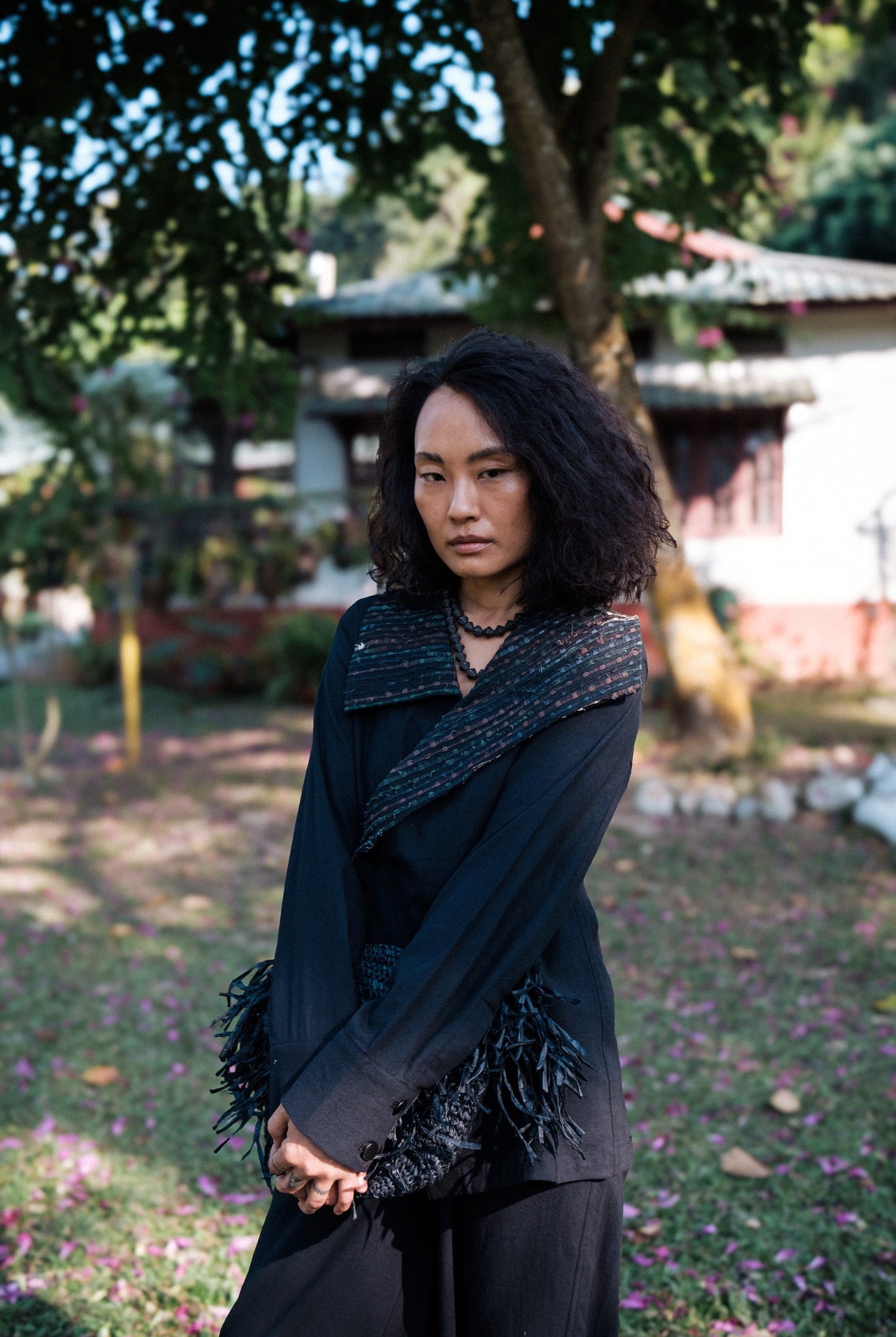 Upcycled Handwoven Arrow Collar Shirt - Green - CiceroniWomen ShirtsThe Terra Tribe