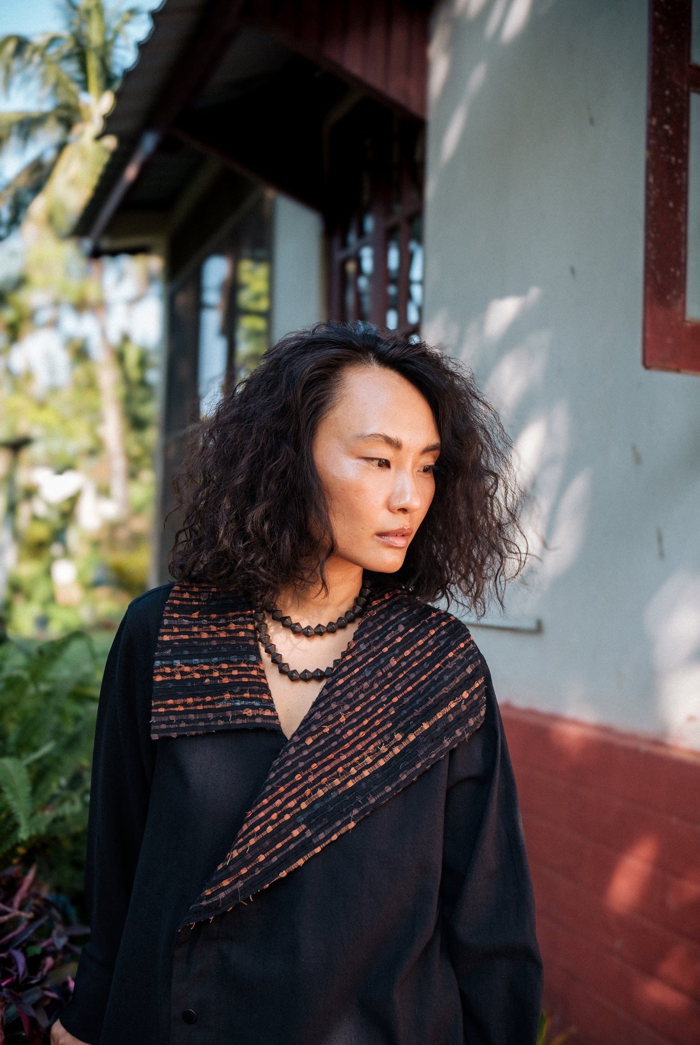 Upcycled Handwoven Arrow Collar Shirt - Green - CiceroniWomen ShirtsThe Terra Tribe