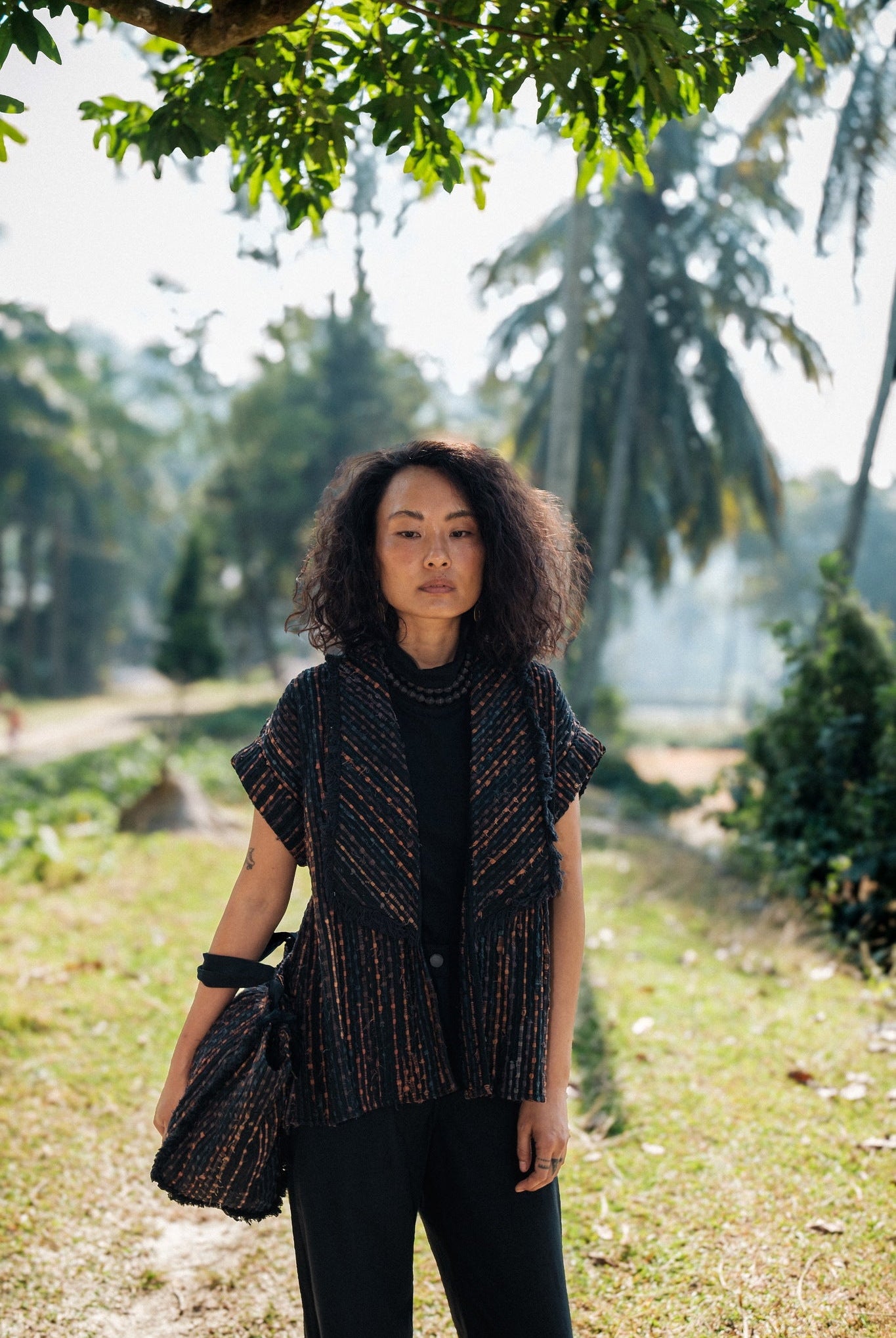 Upcycled Handwoven Berlin Shawl Collar Top - CiceroniTopsThe Terra Tribe