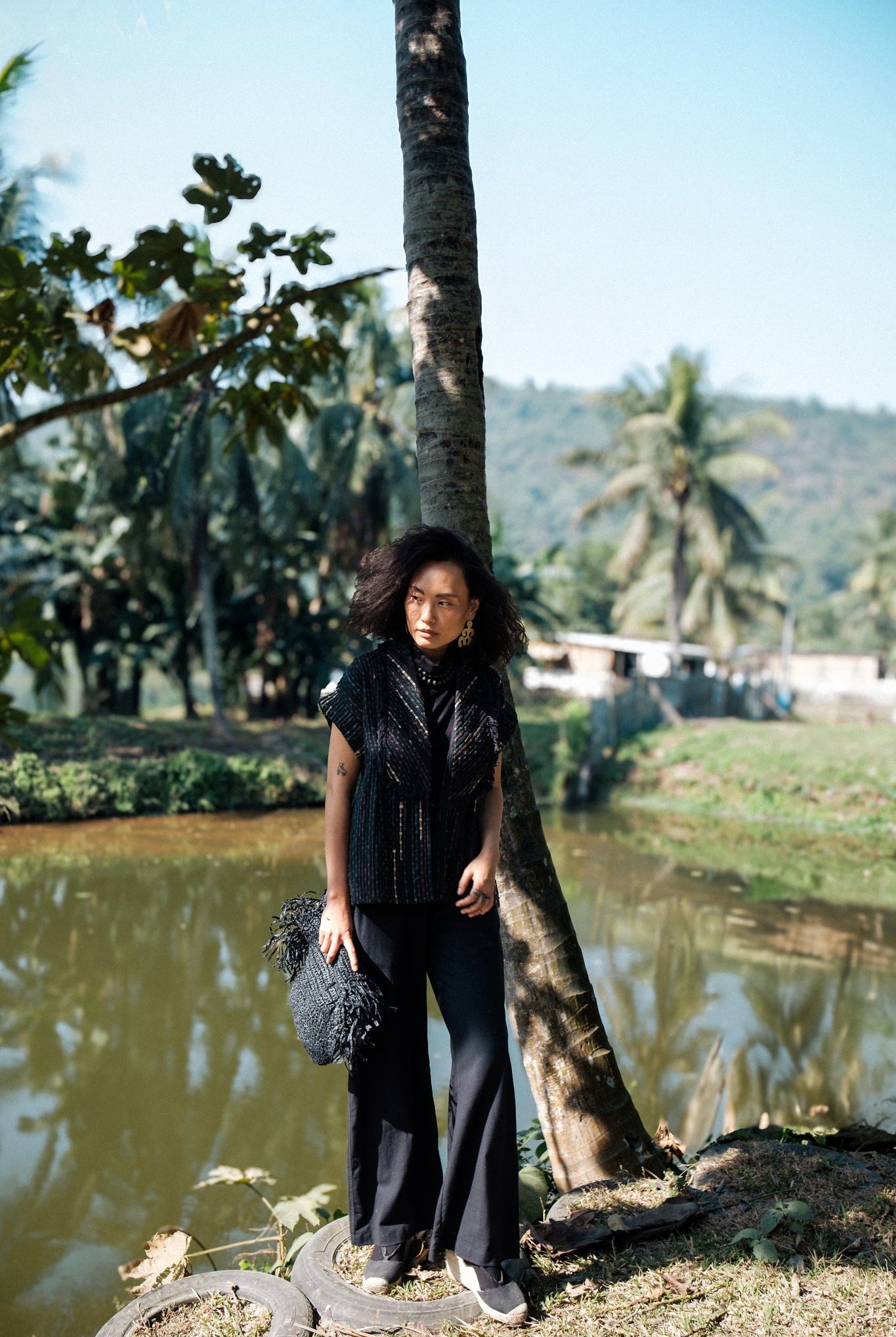 Upcycled Handwoven Berlin Shawl Collar Top - CiceroniTopsThe Terra Tribe