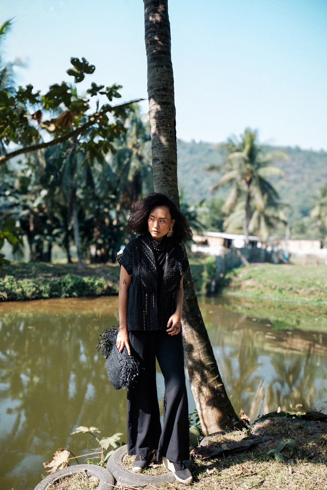 Upcycled Handwoven Berlin Shawl Collar Top - CiceroniTopsThe Terra Tribe