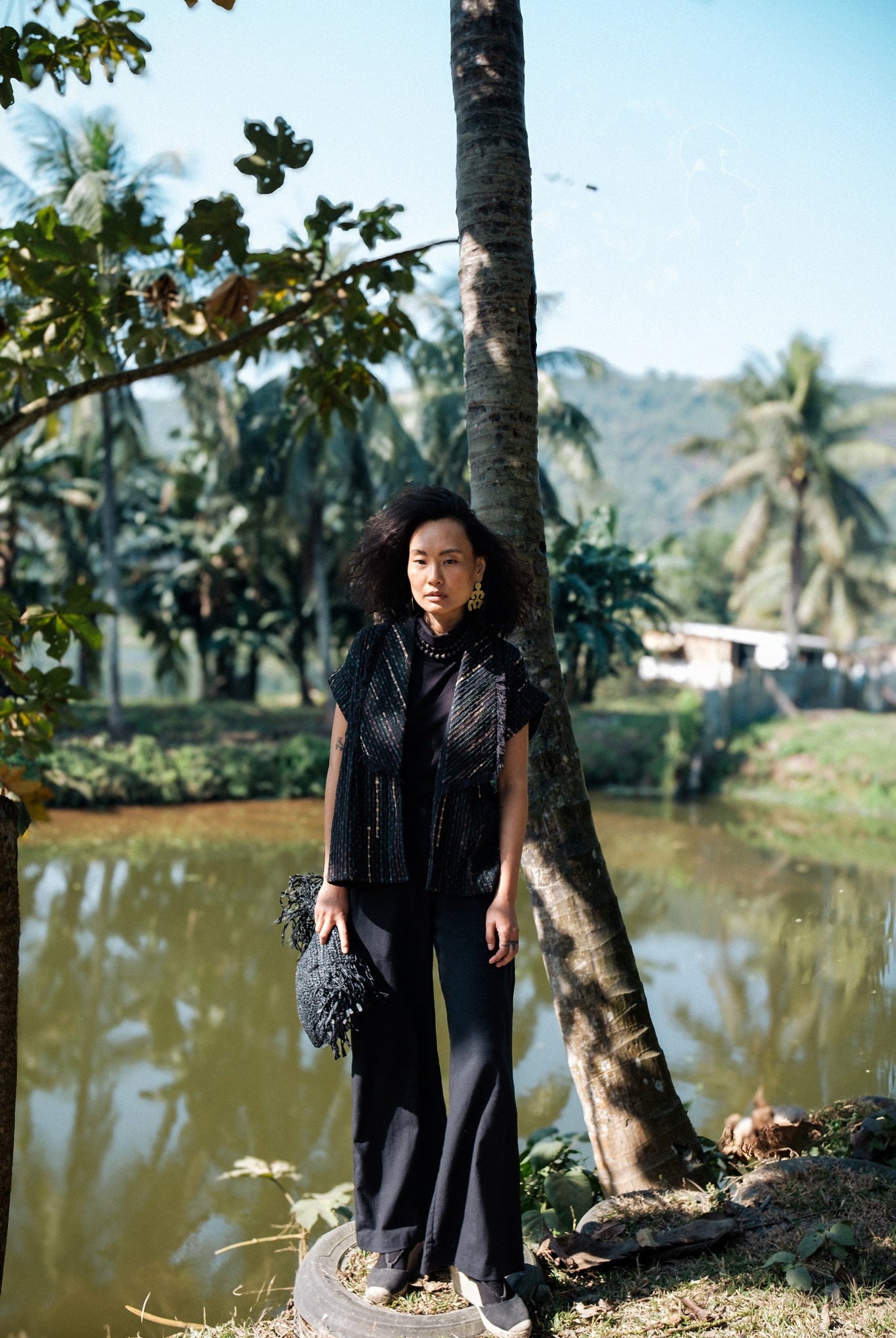 Upcycled Handwoven Berlin Shawl Collar Top - CiceroniTopsThe Terra Tribe