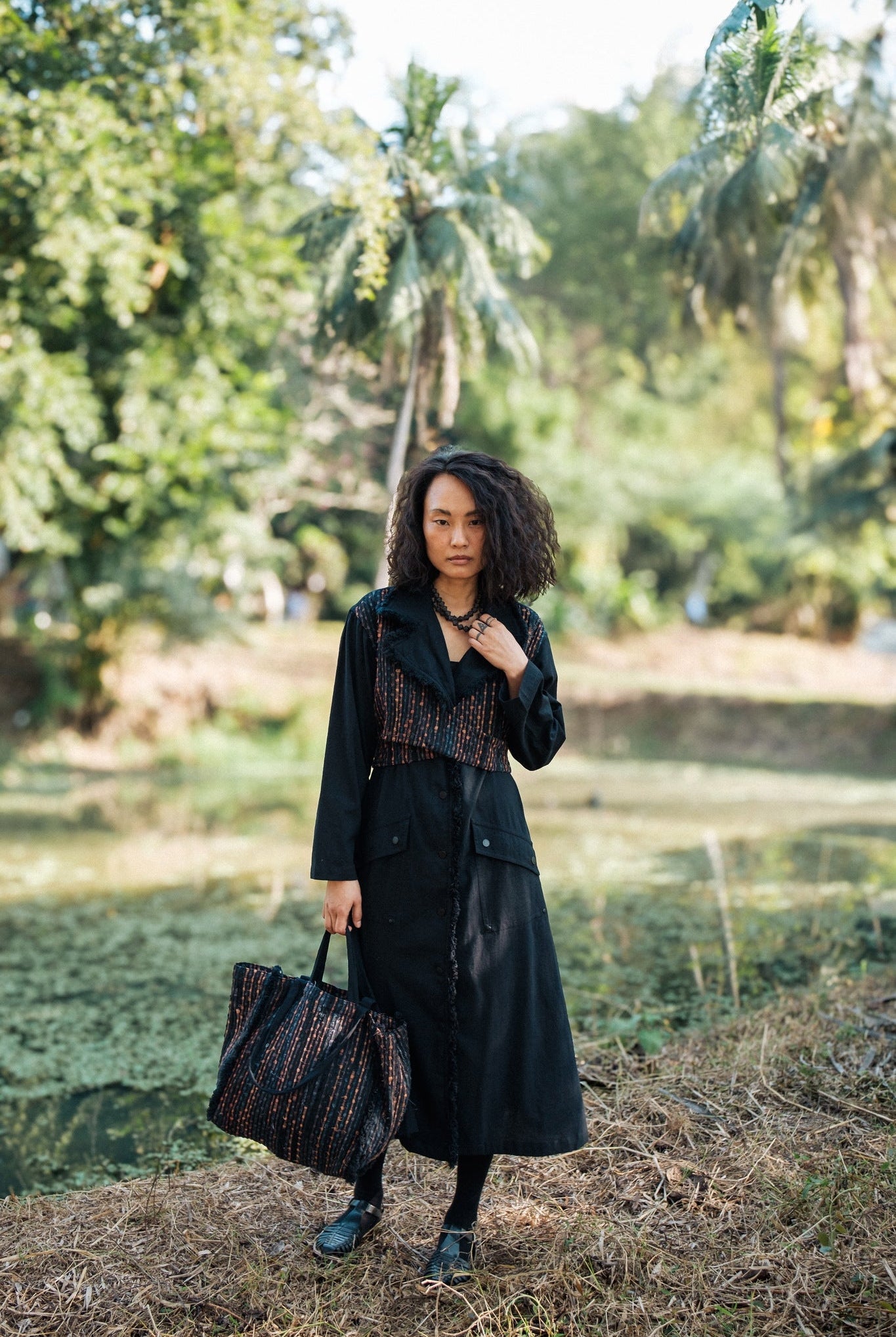 Upcycled Handwoven Copenhagen Trench - Green - CiceroniTrench CoatThe Terra Tribe