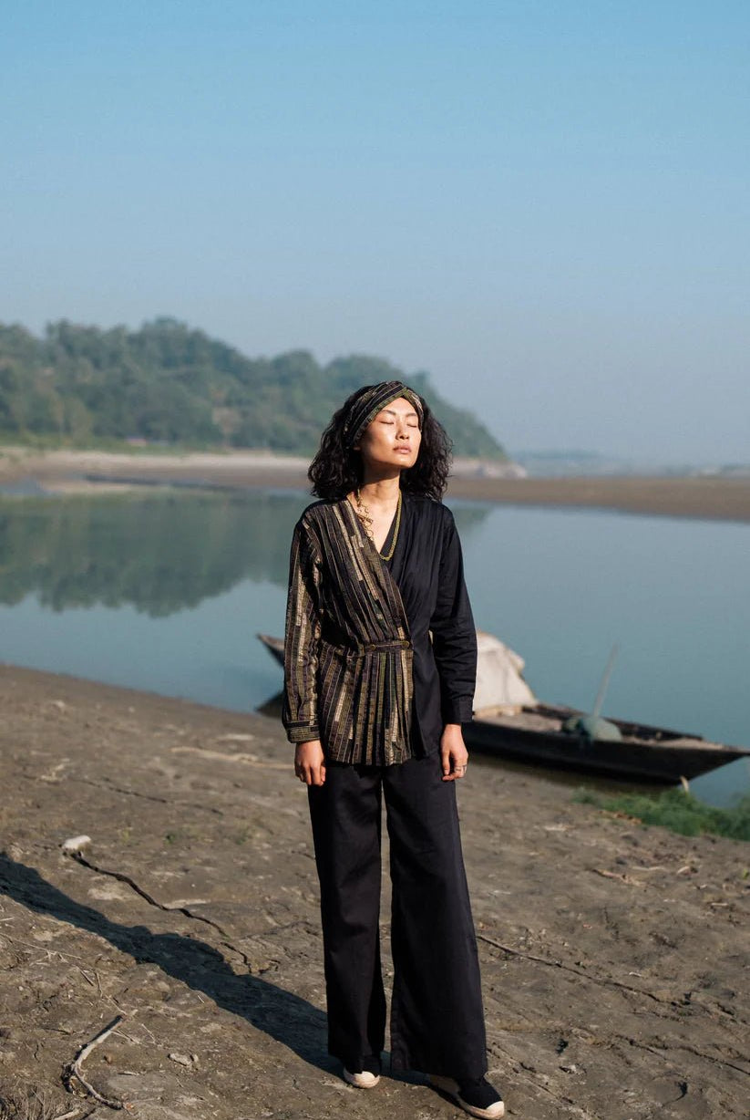 Upcycled Handwoven Sailor Flared Pants - Green - CiceroniPantsThe Terra Tribe