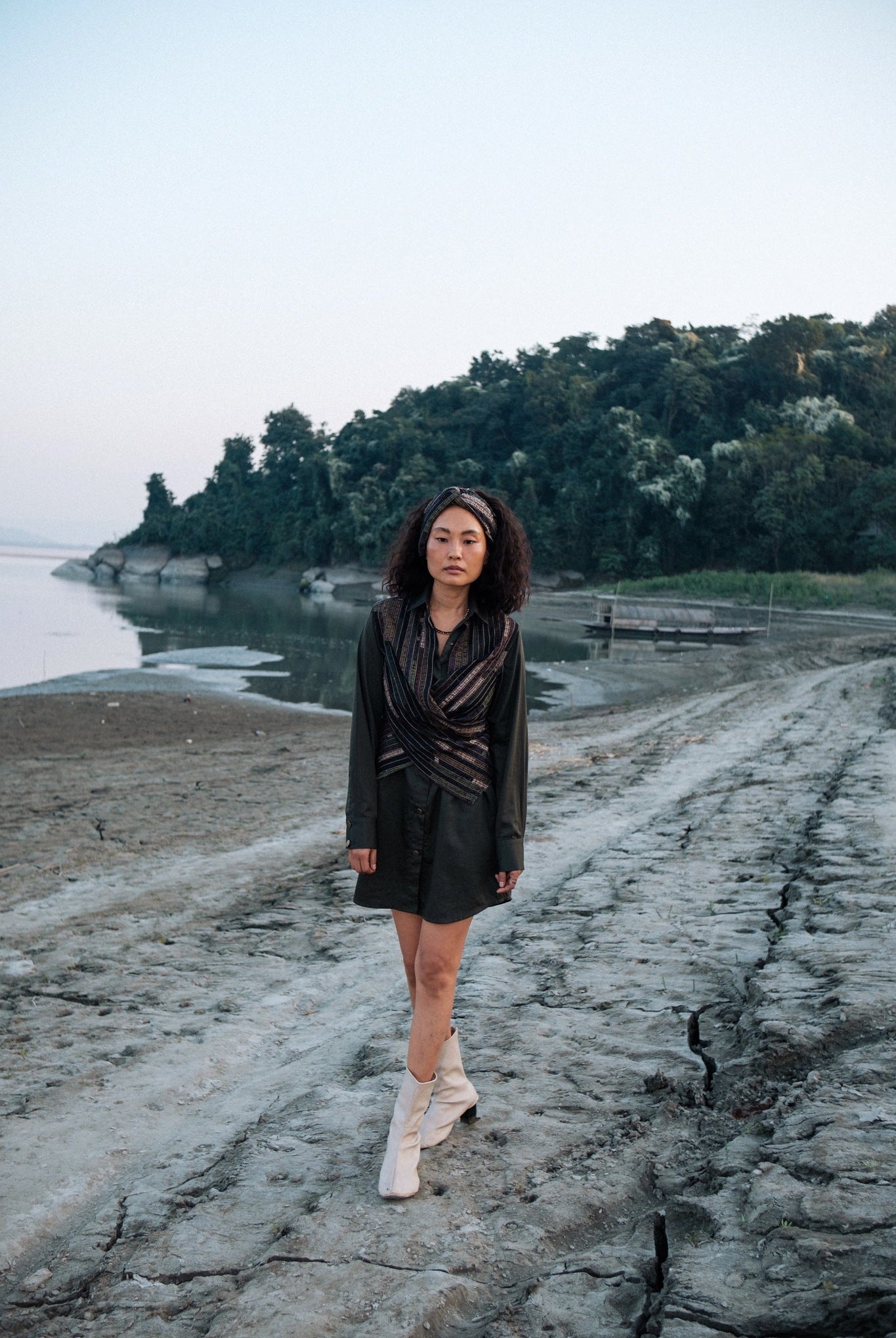 Upcycled Seattle Wrap Dress - Black Green - CiceroniDressesThe Terra Tribe