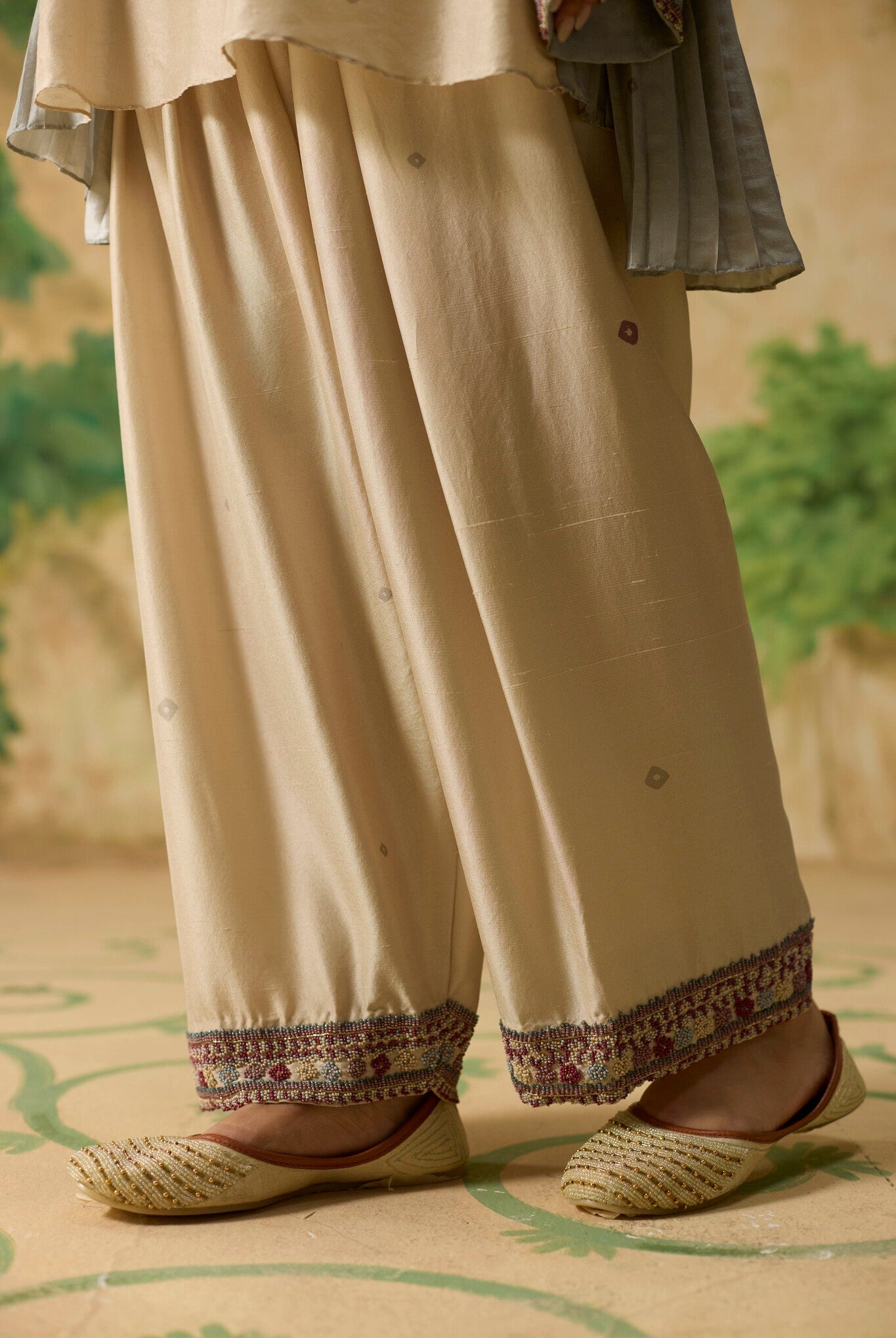 Vale Kurta Set - Beige and Light Bue - CiceroniKurta Set, Festive WearKhyati Rughani