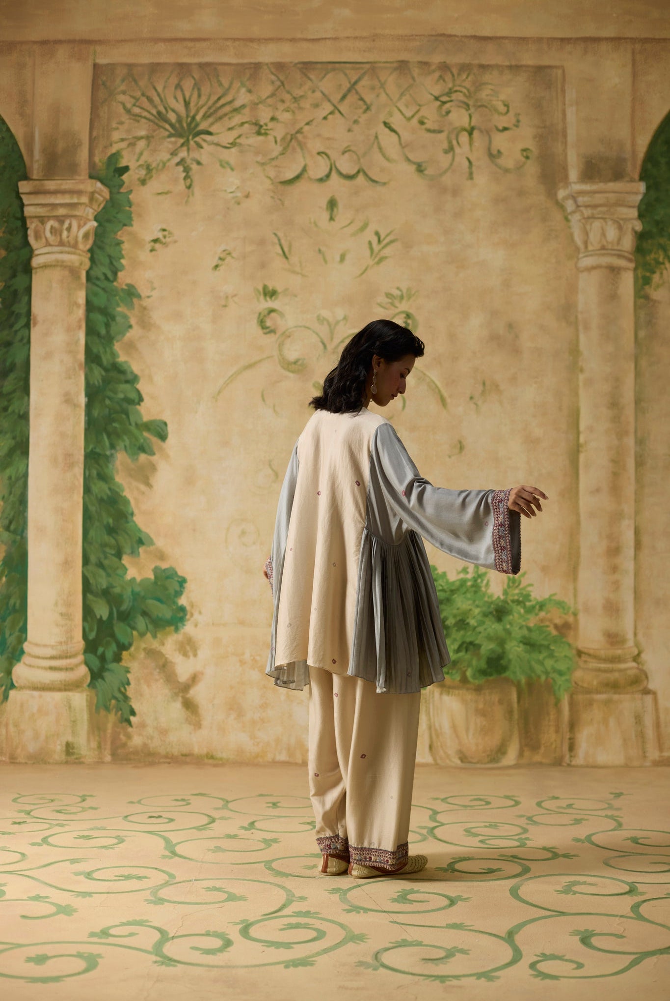 Vale Kurta Set - Beige and Light Bue - CiceroniKurta Set, Festive WearKhyati Rughani