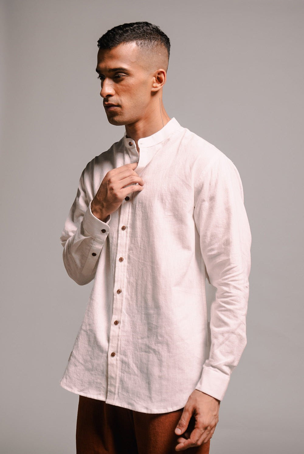 Vanilla Co - Linen Men's Band Collar Shirt - CiceroniMen ShirtsSaphed