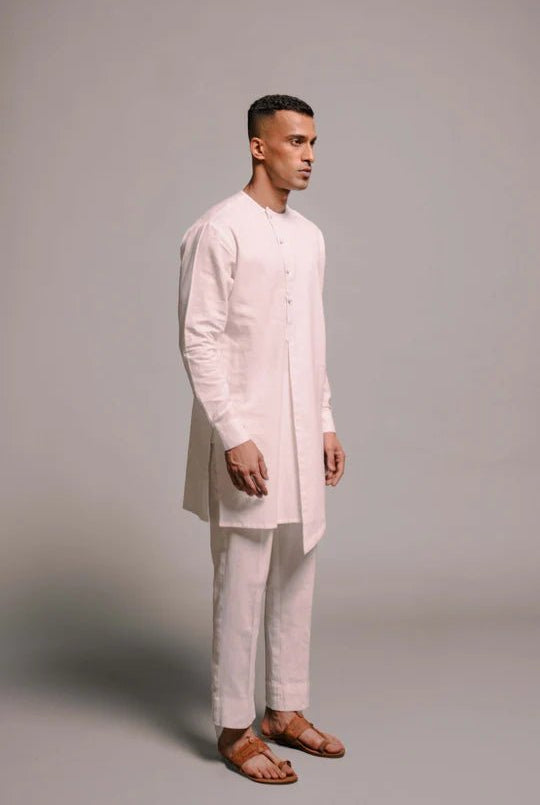 Vanilla Co - Linen Men's Side Open Kurta Set - CiceroniKurta Set, Festive WearSaphed