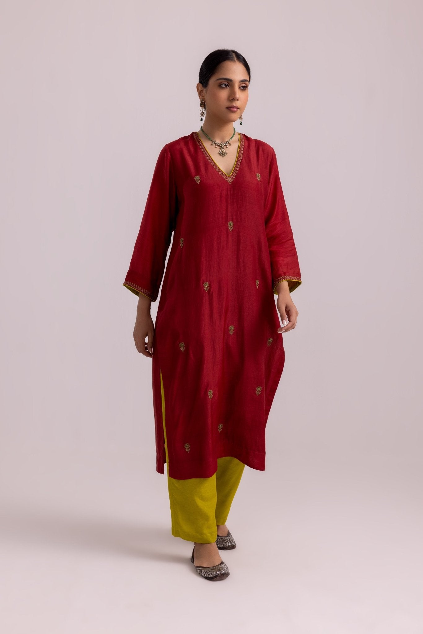 Veena Kurta Dupatta Set - Red - CiceroniKurta Set, Festive WearLabel Shreya Sharma
