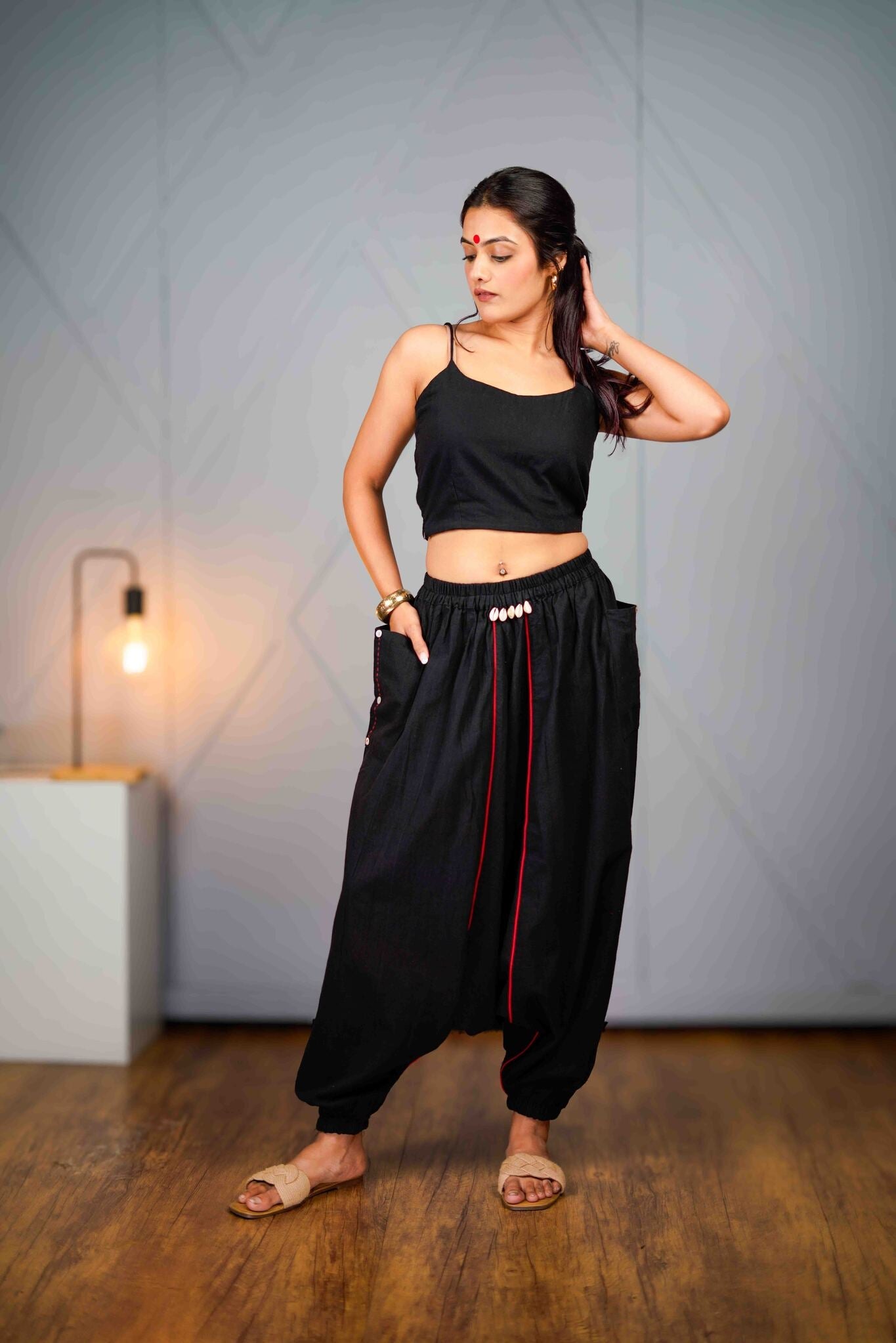 Veer – Black Drop Crotch Pant - CiceroniPantsPrathaa