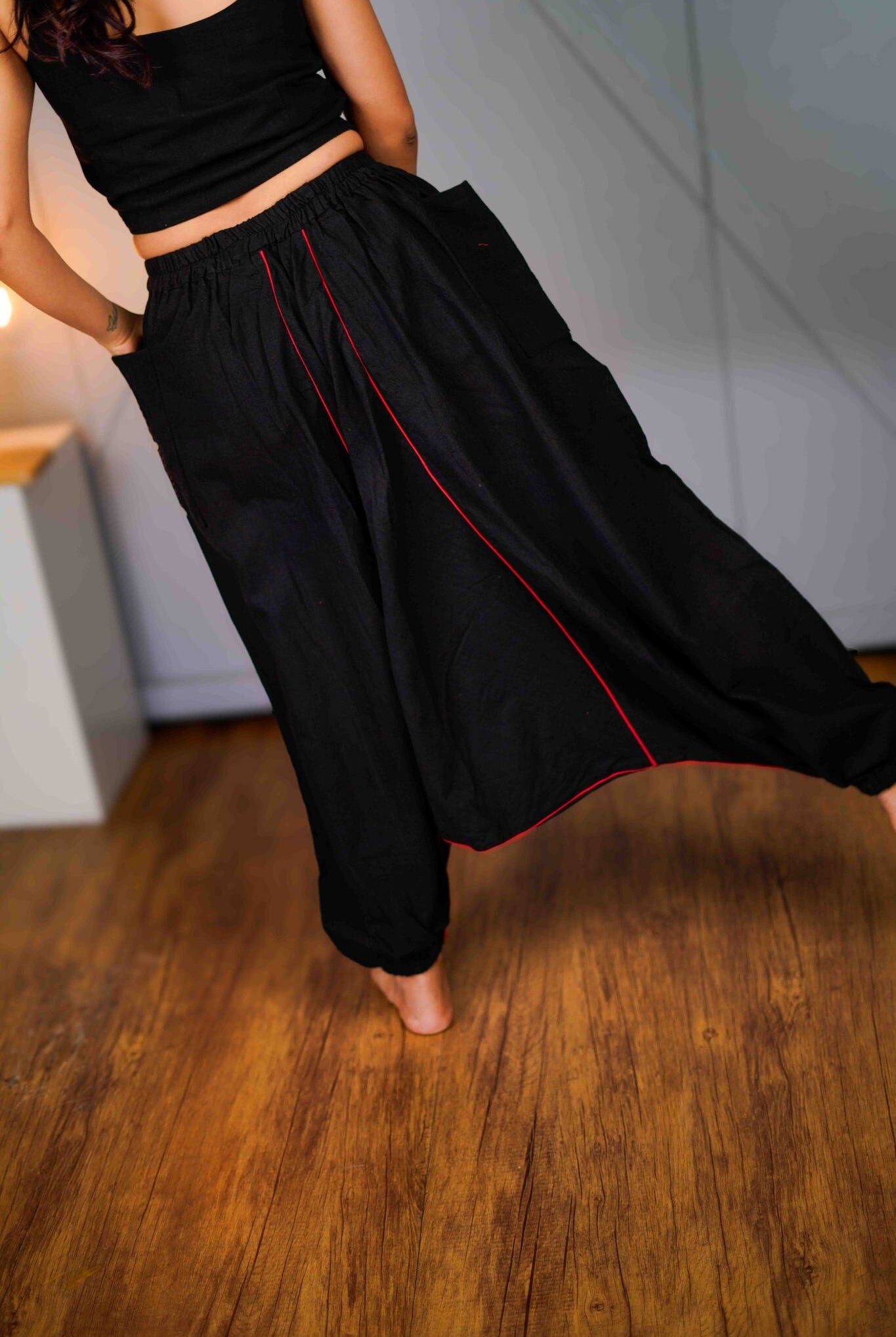 Veer – Black Drop Crotch Pant - CiceroniPantsPrathaa
