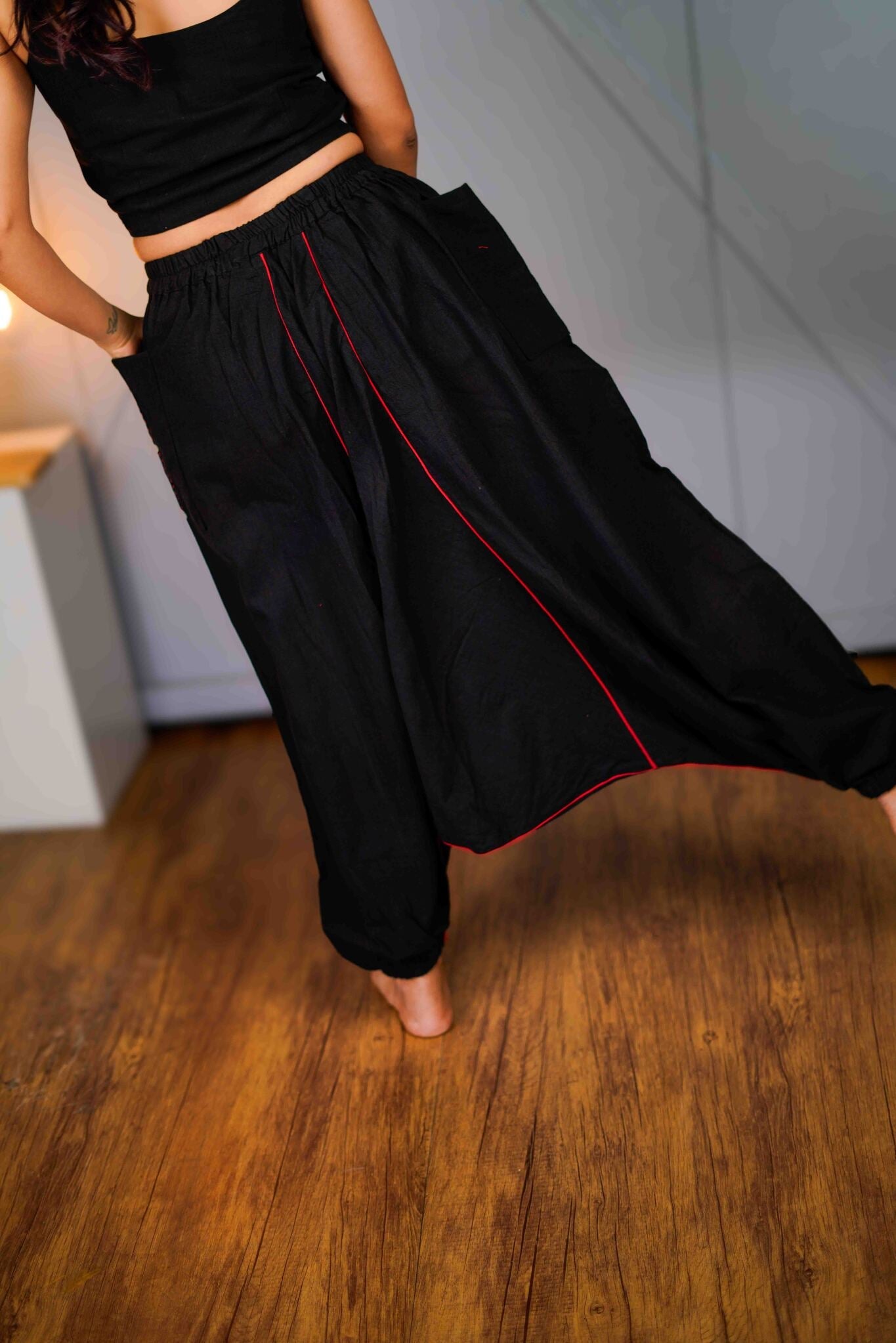 Veer – Black Drop Crotch Pant - CiceroniPantsPrathaa