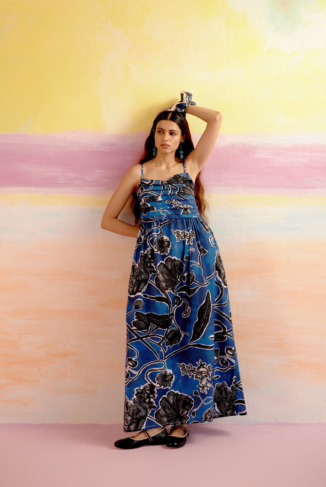Verona Maxi Dress - Blue Jardin Print - CiceroniDressesHappi Space
