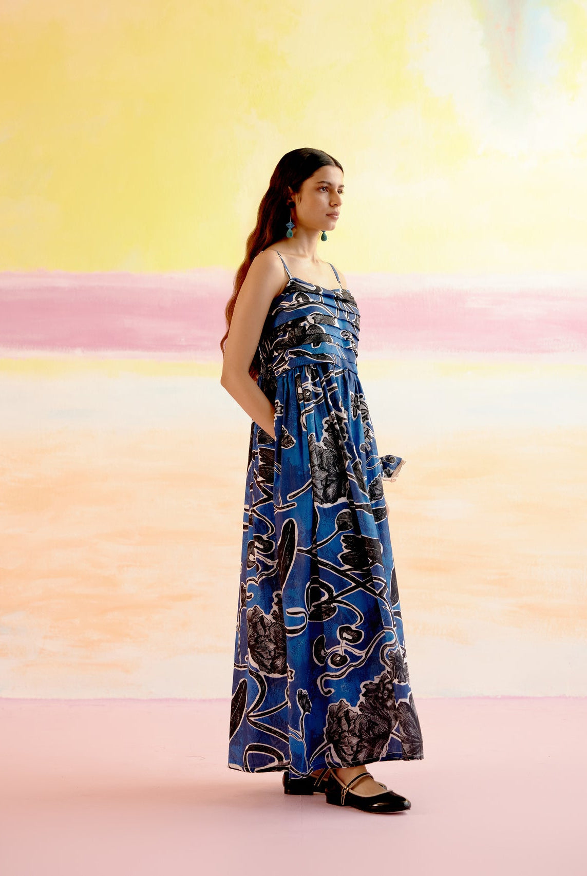 Verona Maxi Dress - Blue Jardin Print - CiceroniDressesHappi Space