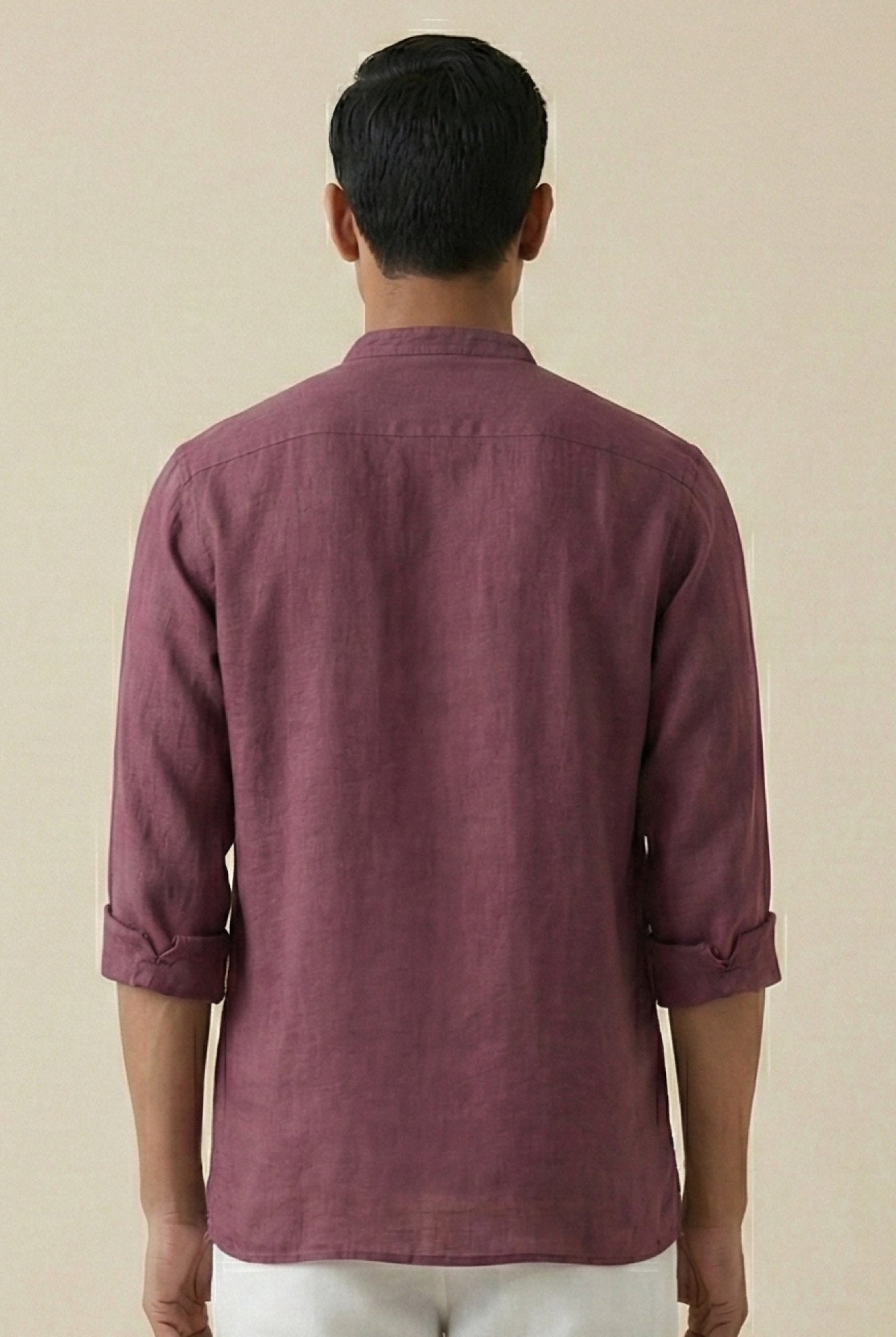 Vintage Plum 100% Pure Linen Classic Short Kurta - CiceroniKurta, Everyday Wearbhrāta