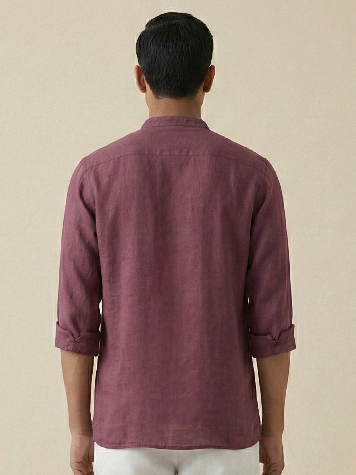 Vintage Plum 100% Pure Linen Classic Short Kurta - CiceroniKurta, Everyday Wearbhrāta
